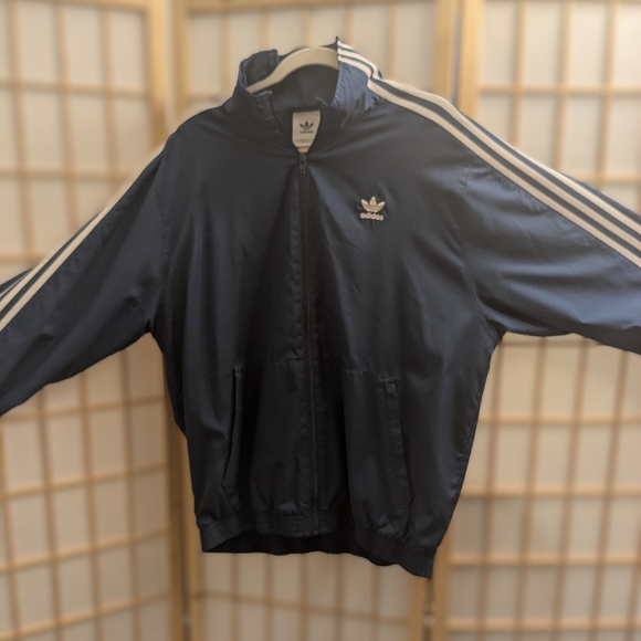 adidas Other - *AUTHENTIC* ADIDAS SIZE L NAVY BLUE TRACK JACKET WITH EXTENDED COLLAR